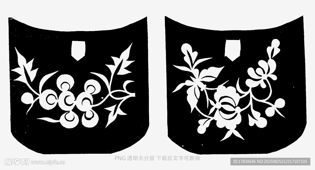 黑白花卉图案布袋