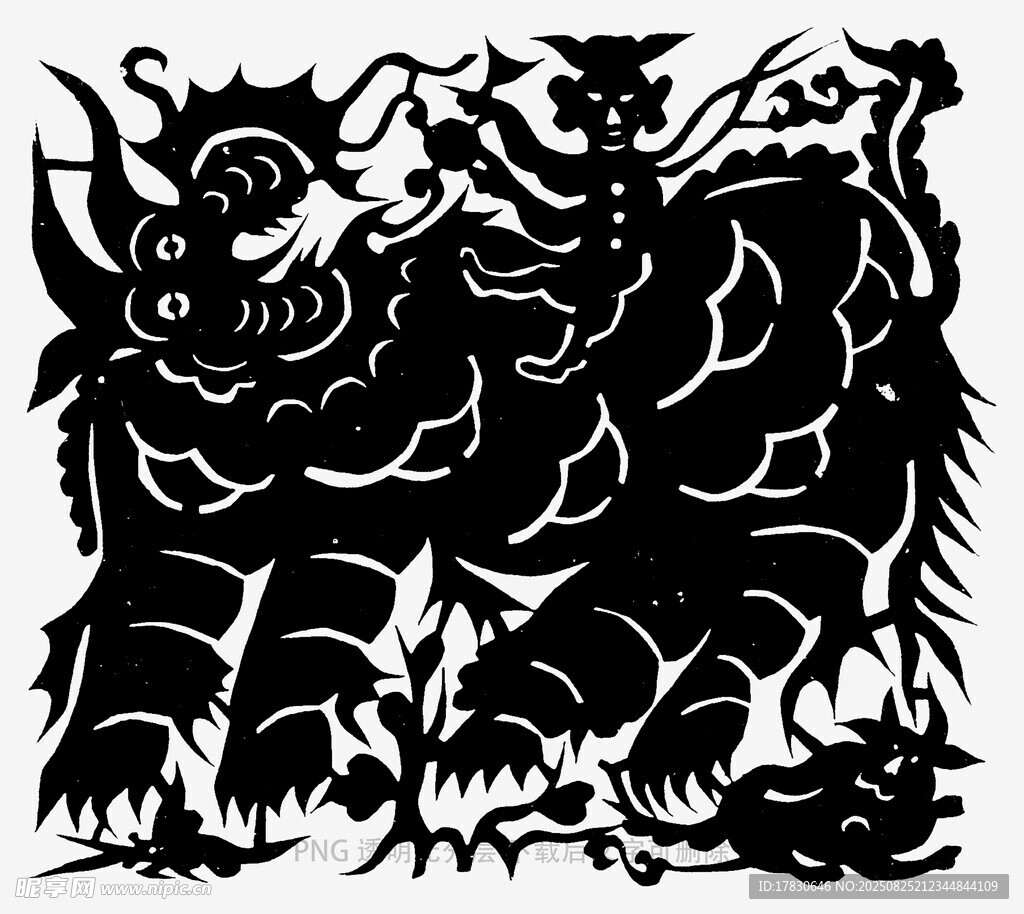 传统神兽剪纸艺术图案
