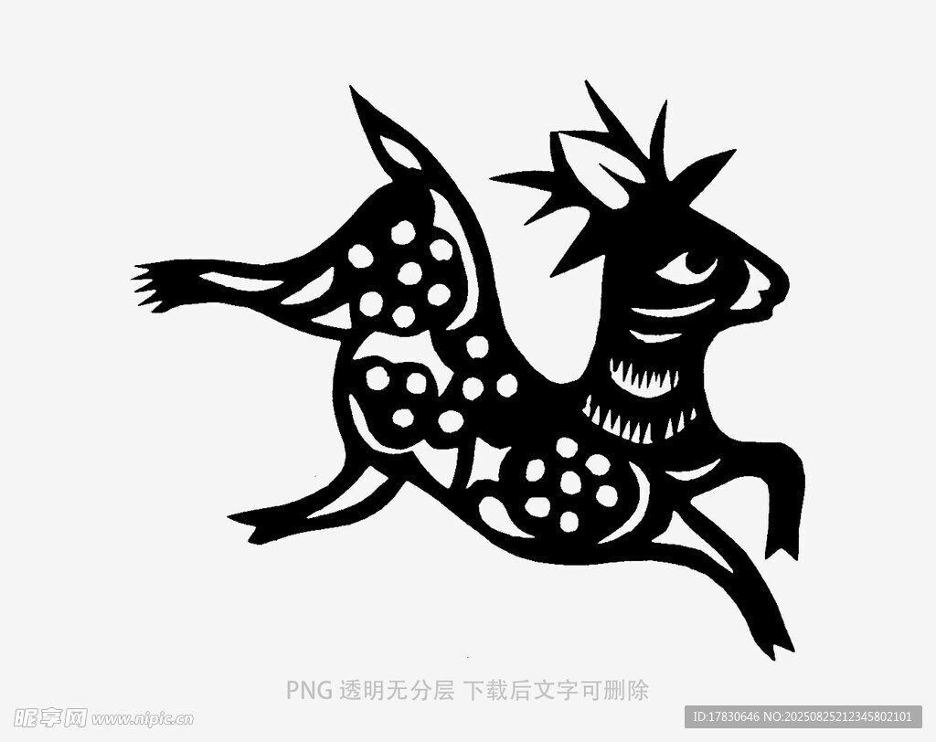 抽象鹿形剪纸艺术图案