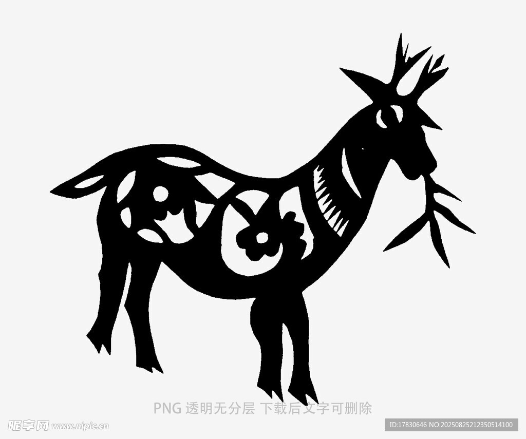 剪纸风山羊图案设计
