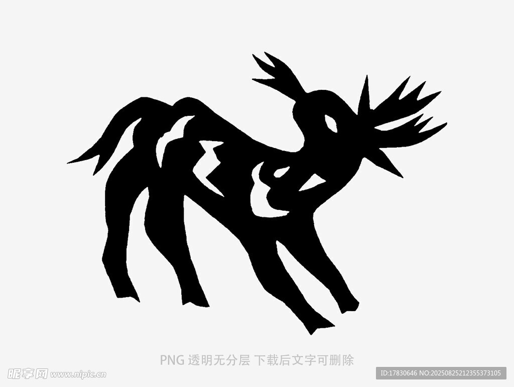 黑色麋鹿剪影图案