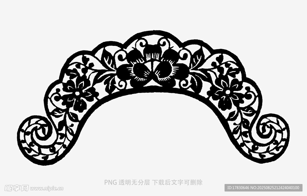 精致黑色花纹弧形装饰图案