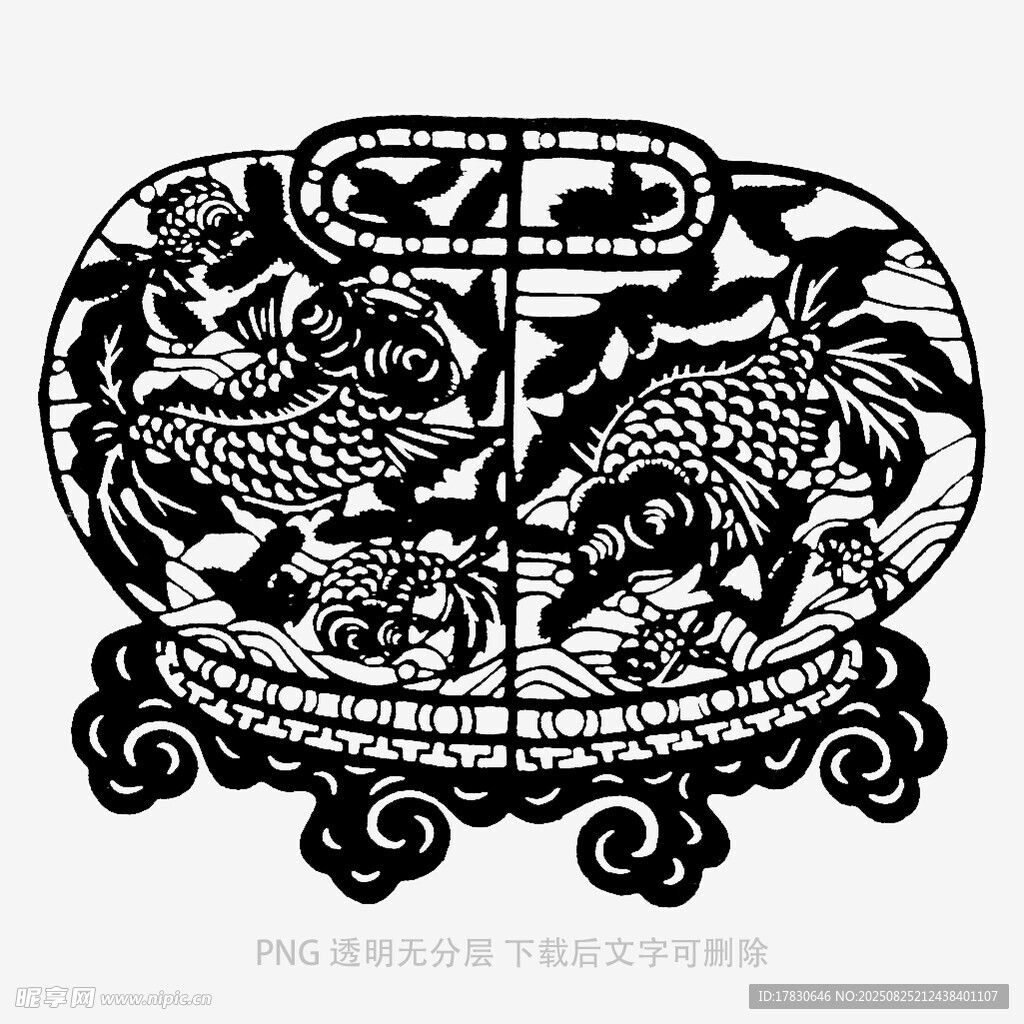 传统中式鱼纹装饰图案