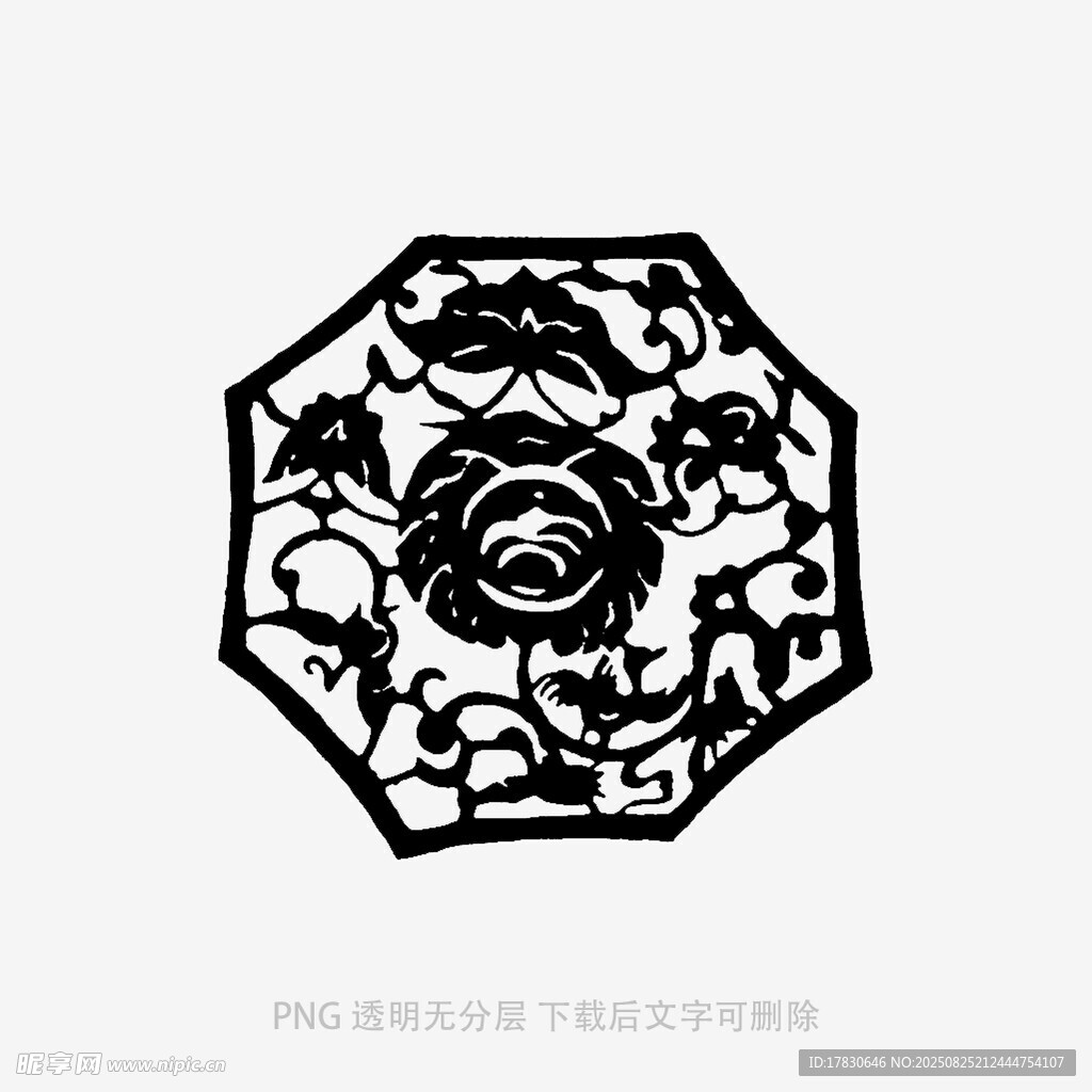中式八角花卉图案