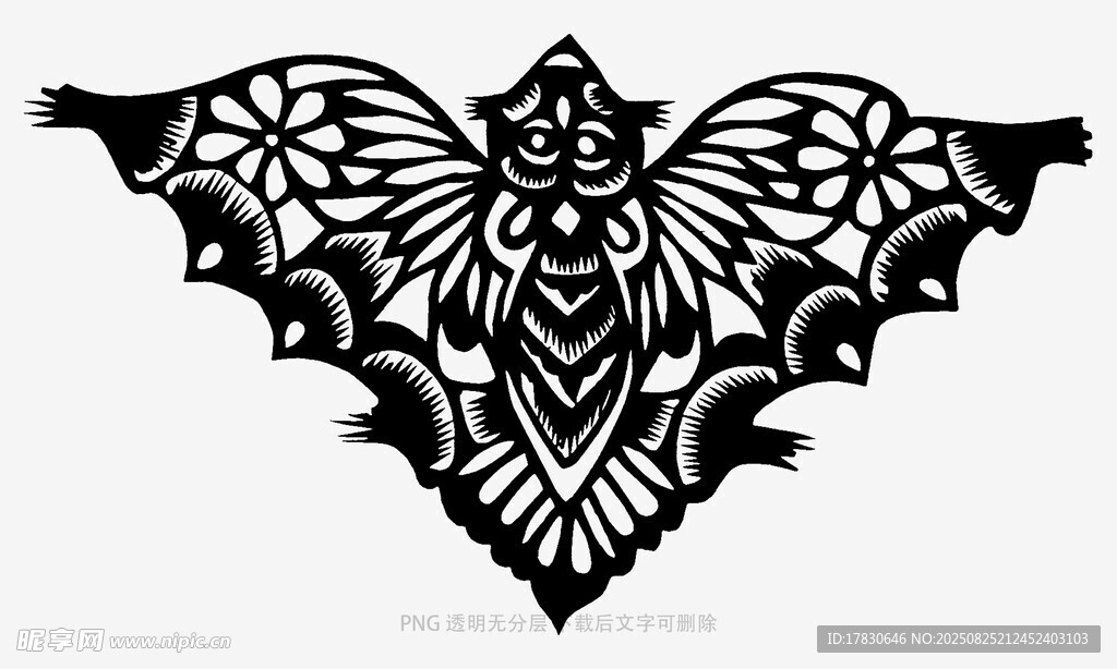 蝙蝠剪纸图案设计