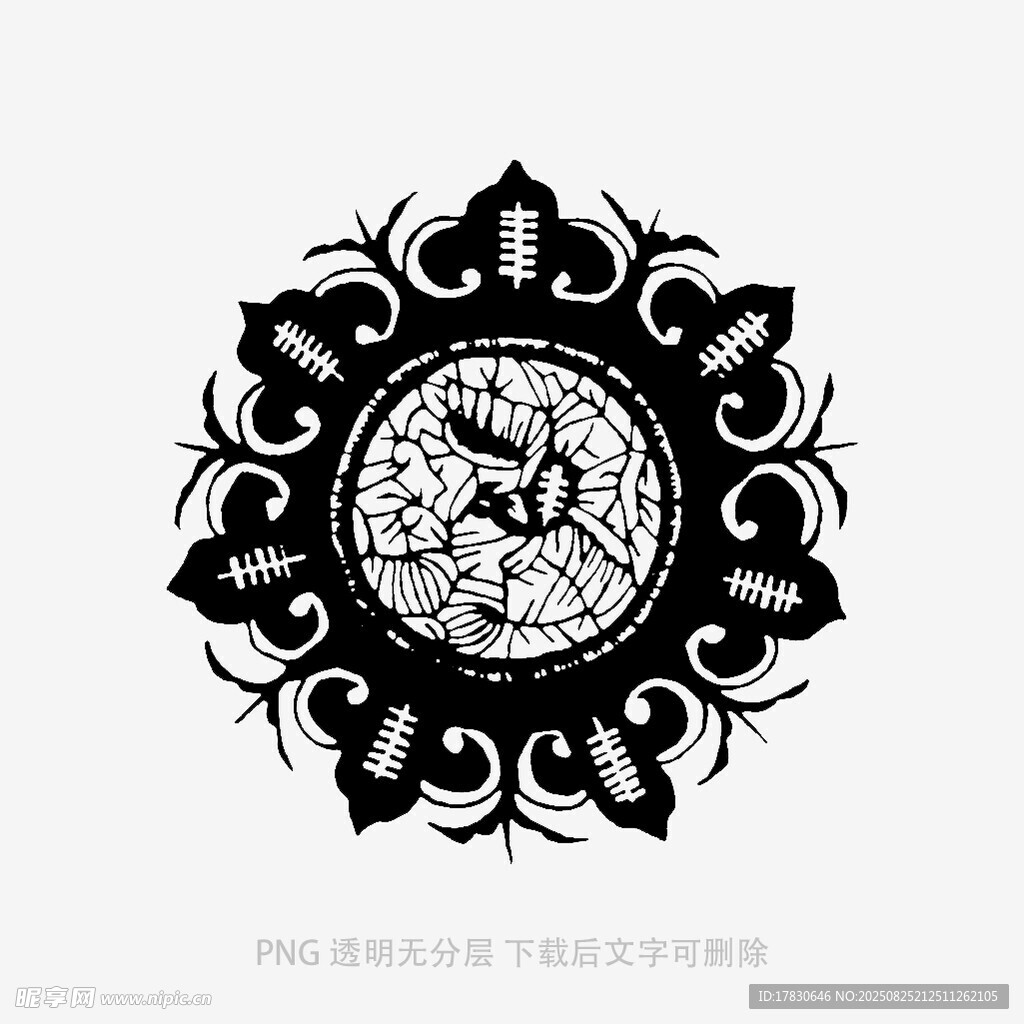 黑白曼陀罗图案装饰元素
