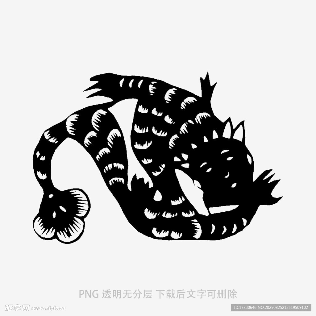 传统风格黑白龙形图案