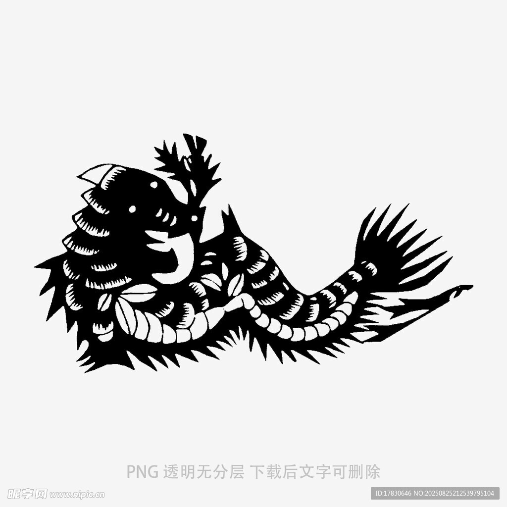 传统剪纸风格的舞动狮子