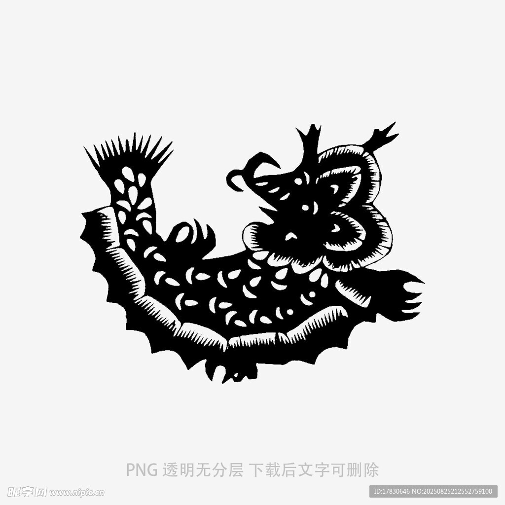 传统剪纸风格的龙图案