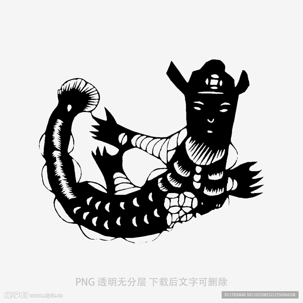 传统剪纸风龙形图案