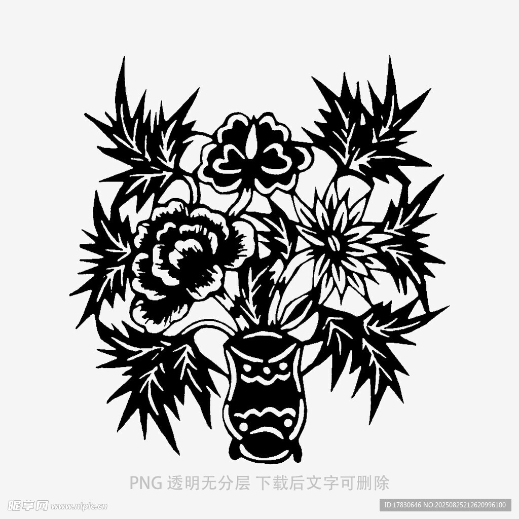花瓶插花卉植物图案