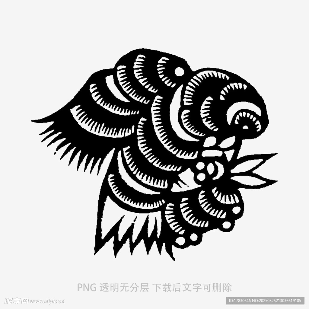 抽象飞鸟剪纸艺术图案
