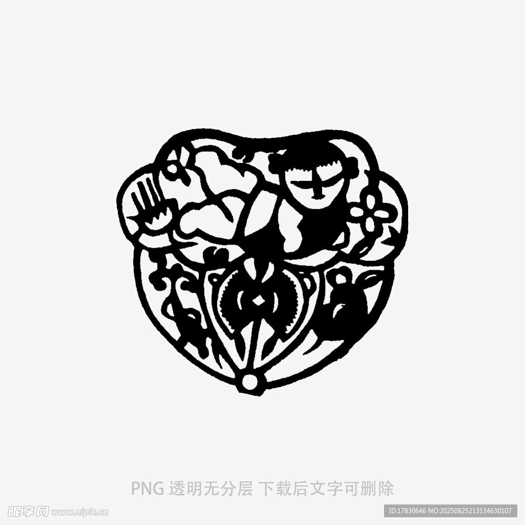 心形镂空剪纸图案