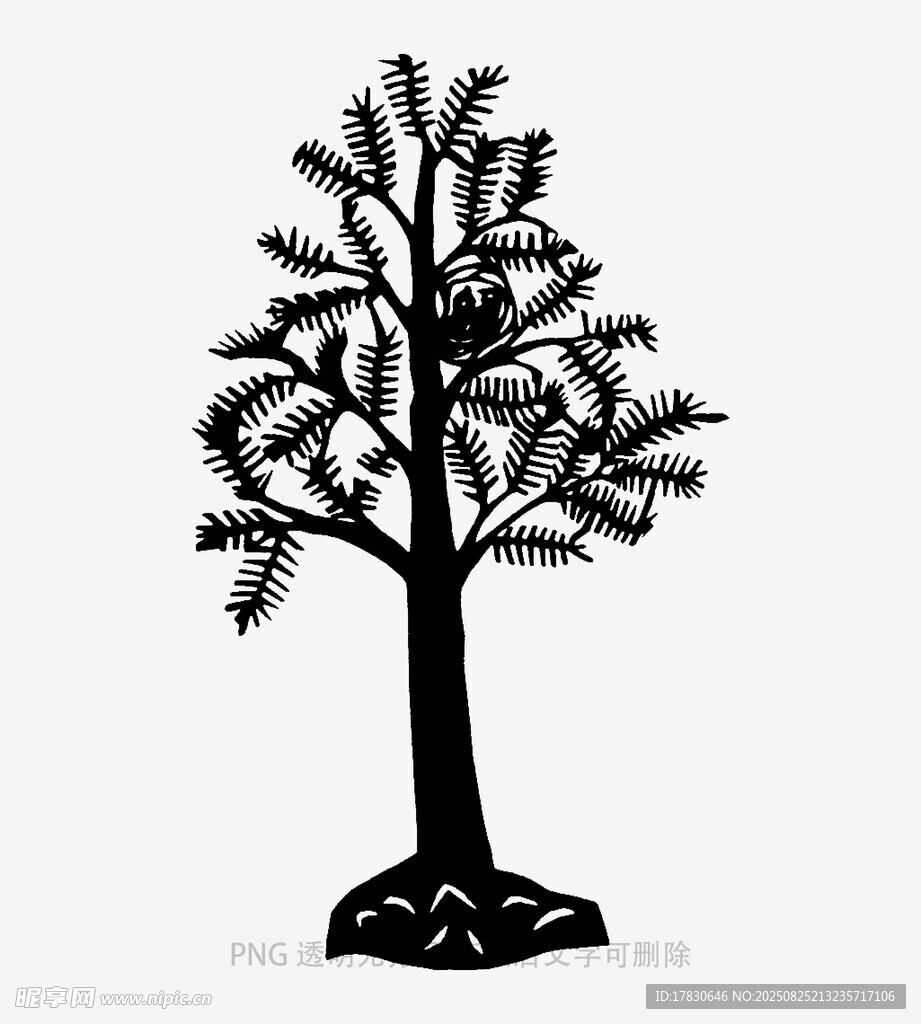 简约黑色树木剪影图案