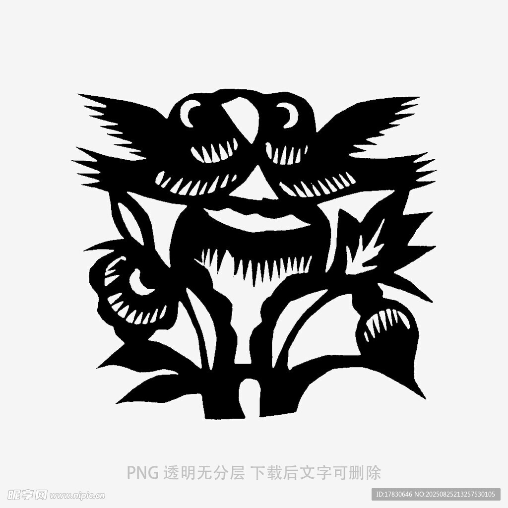 传统剪纸风的花鸟图案