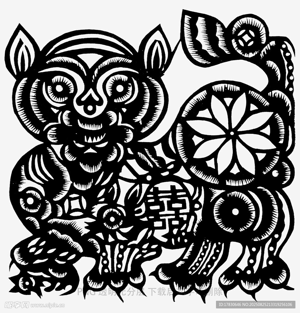 传统剪纸猪形象图案