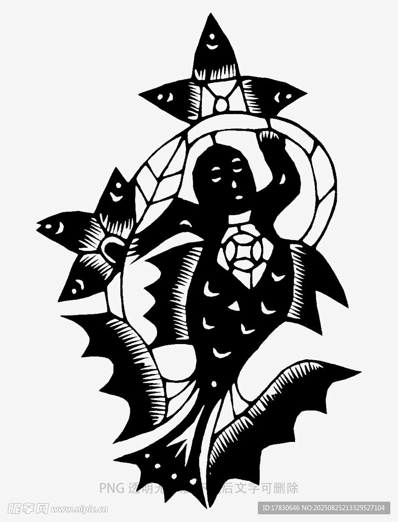 神秘蝙蝠女巫插画图案