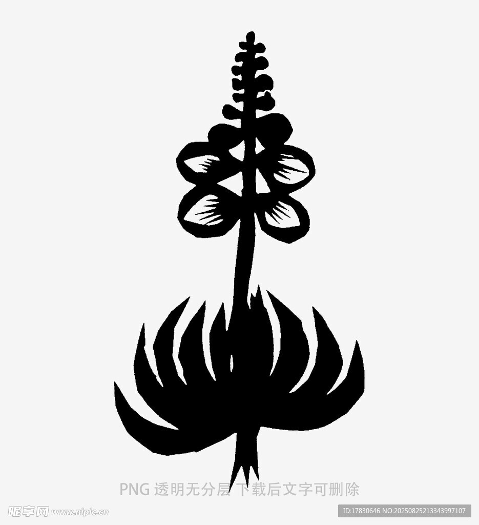 简约黑色花朵图案设计