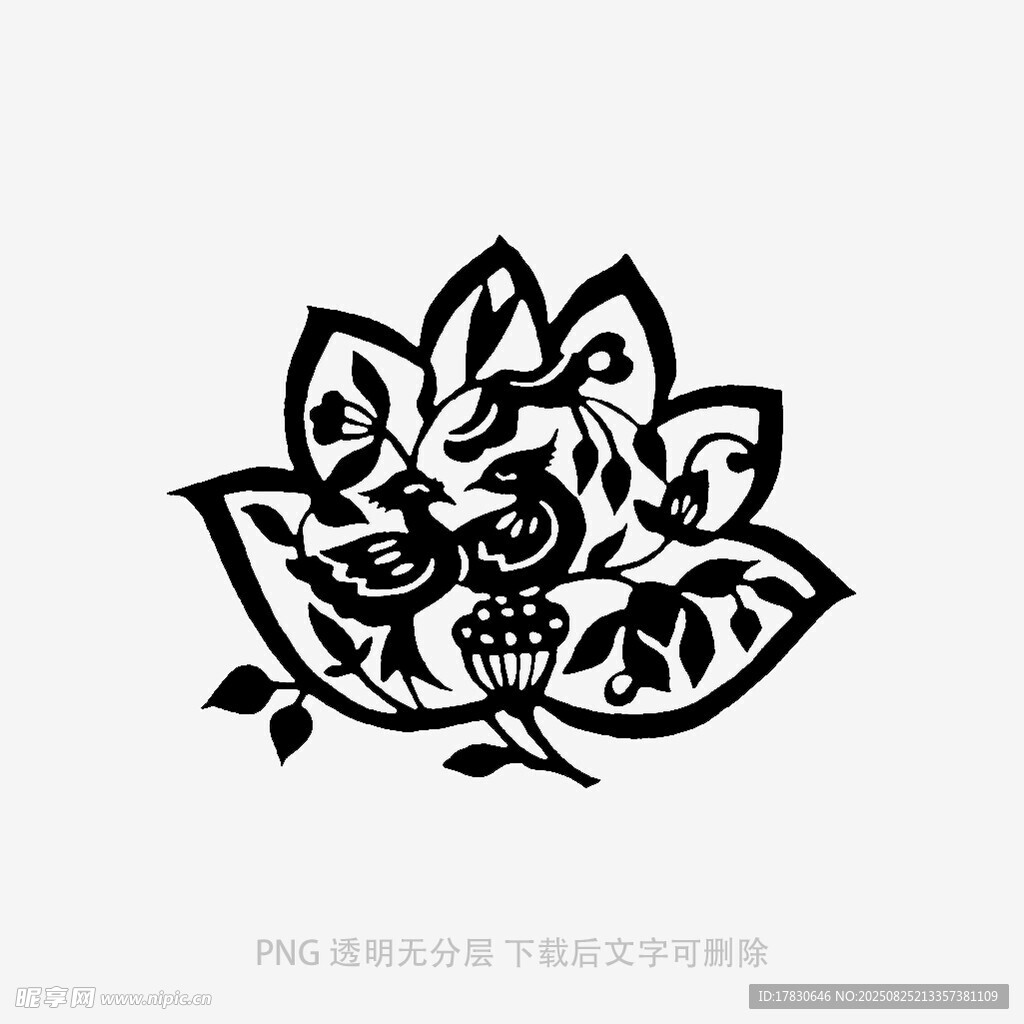 黑白莲花纹饰图案设计