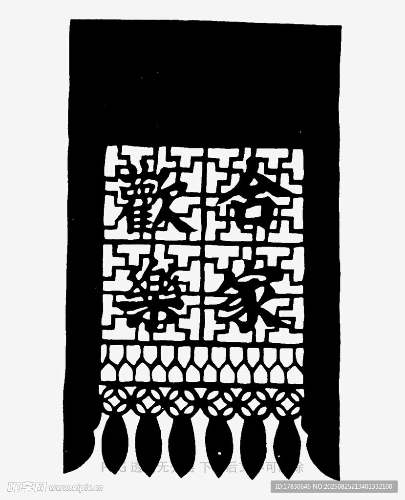 中式镂空黑色布帘装饰