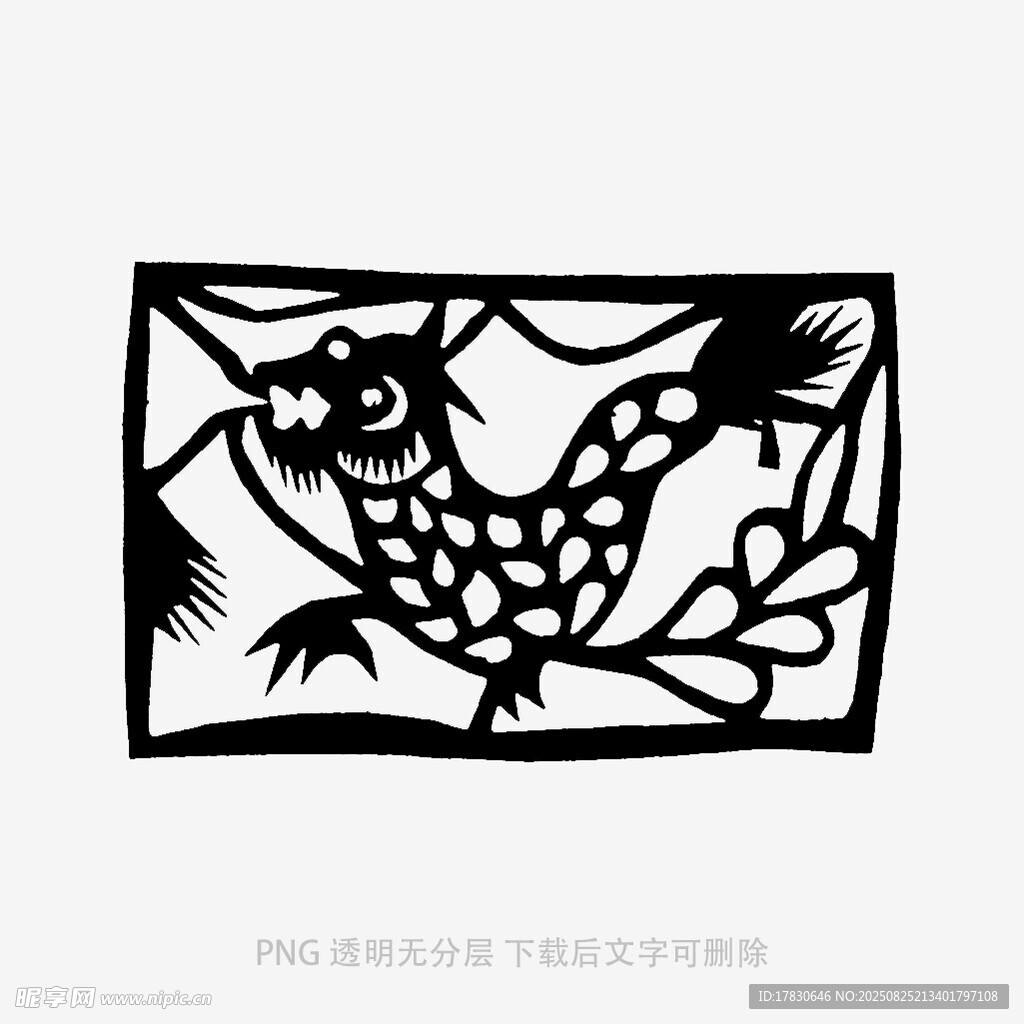 传统剪纸风格的飞鸟图案