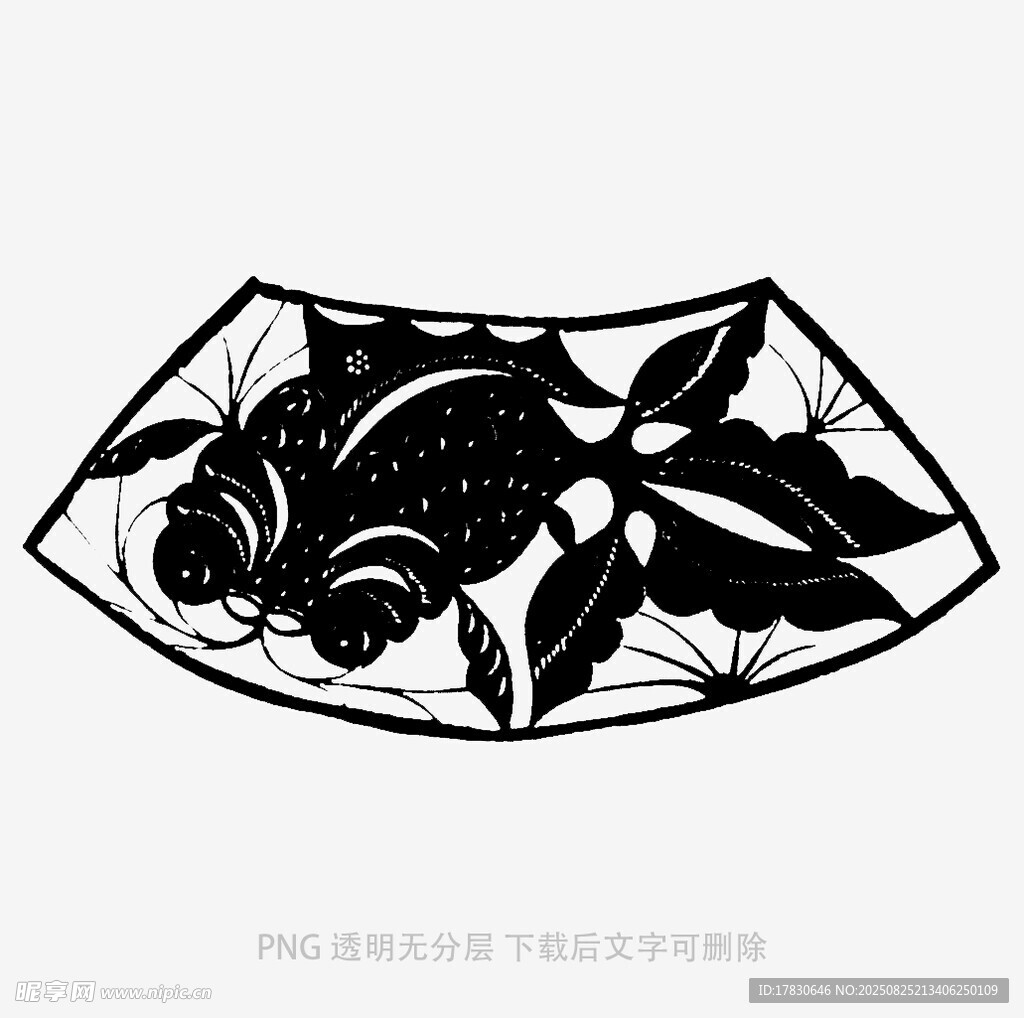 黑猫卧于花叶间图案