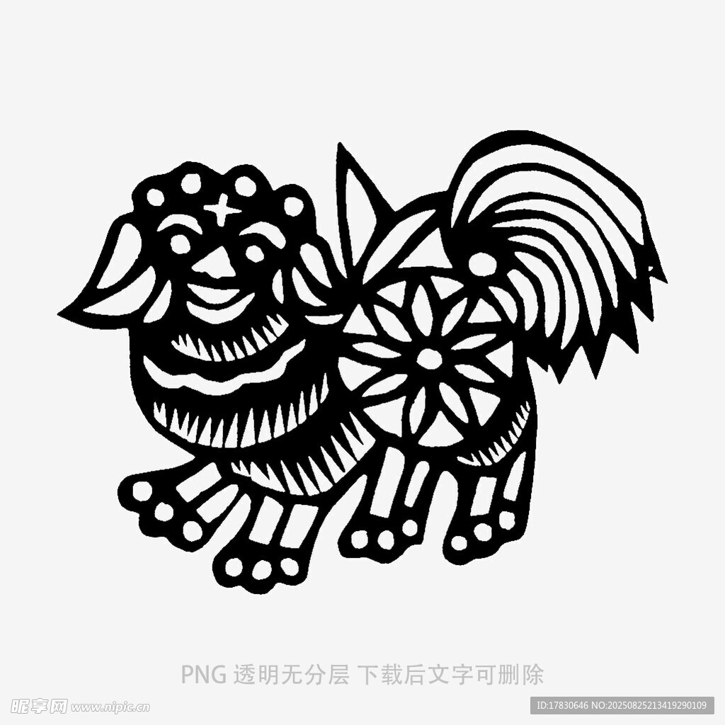 传统剪纸风的吉祥瑞兽图案