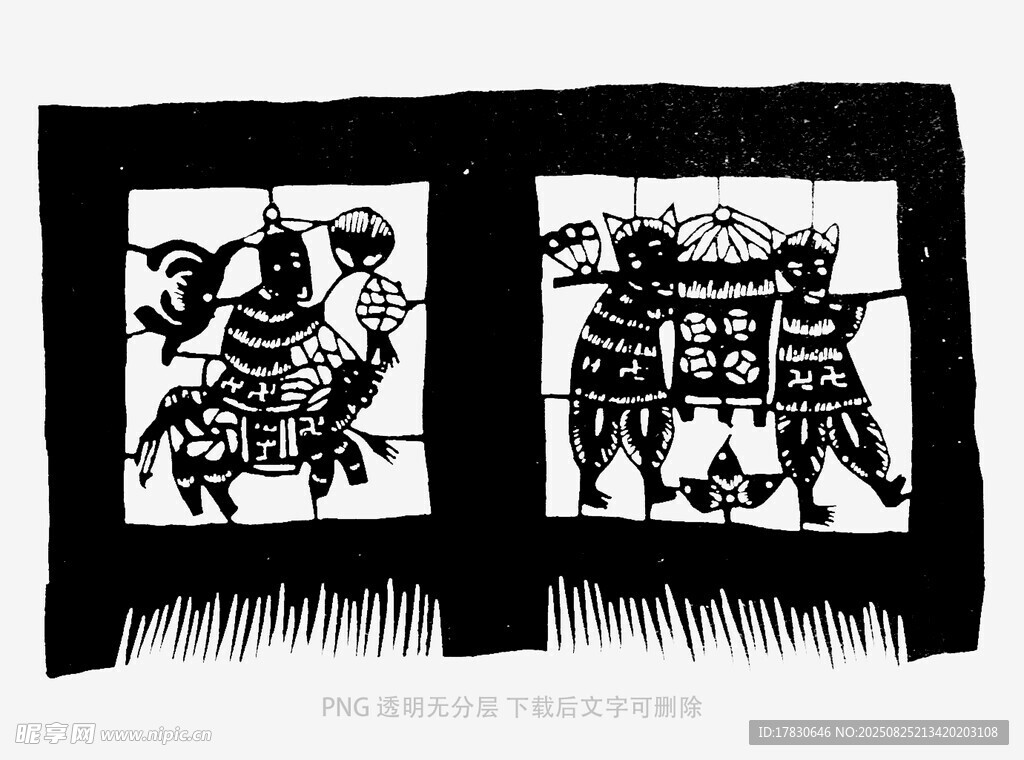 传统黑白剪纸艺术作品