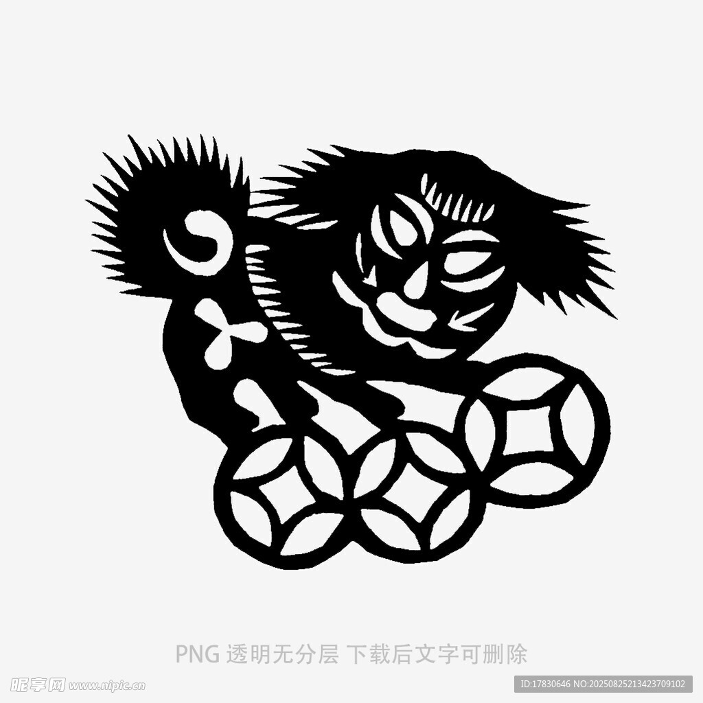 舞狮剪纸图案