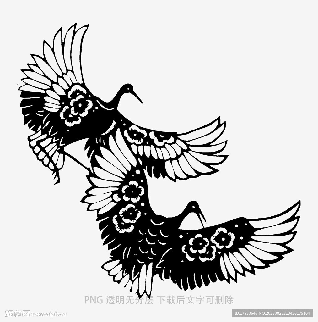 双鹤展翅图案