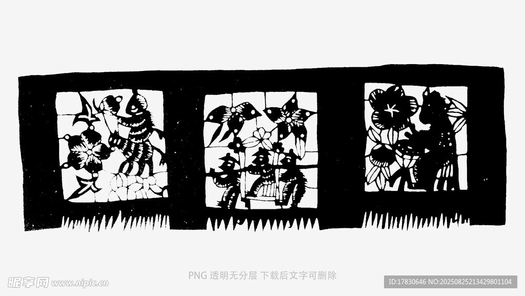 中式黑白屏风装饰画