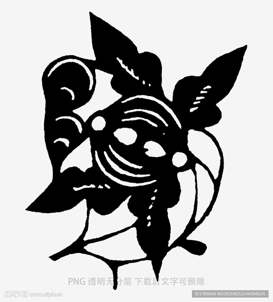 黑白花卉剪纸图案