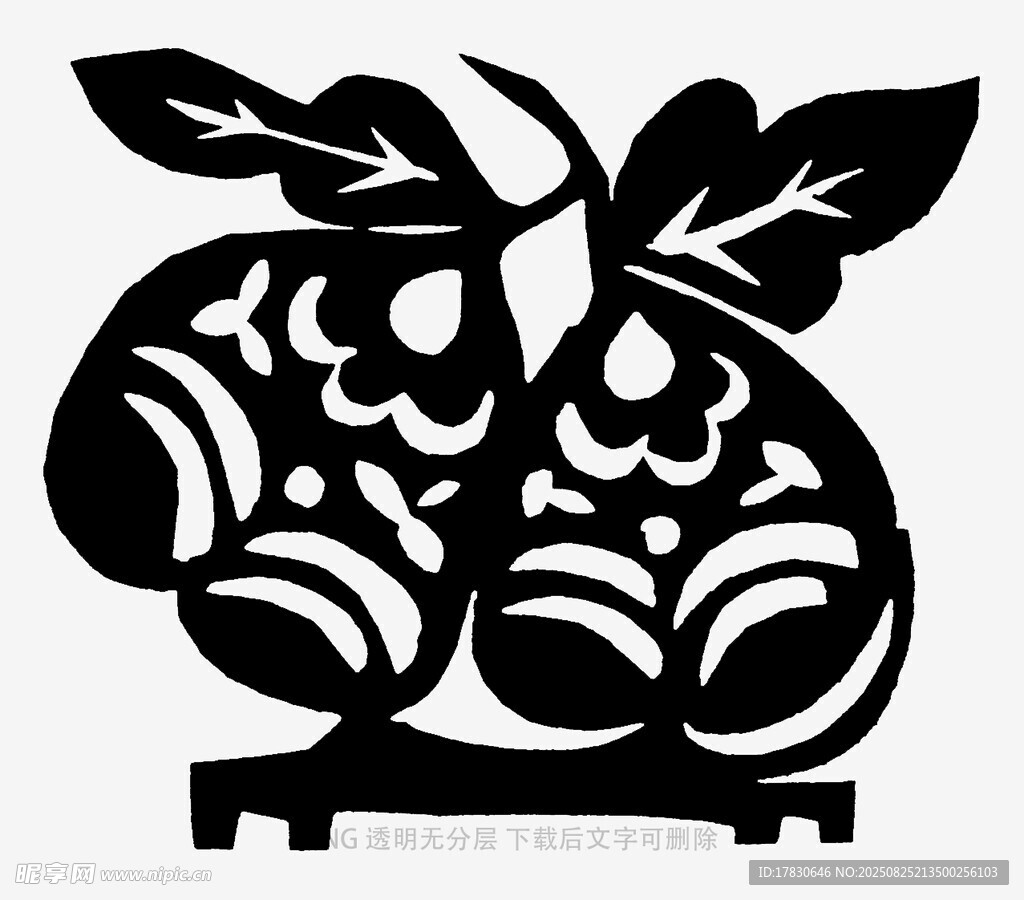 双果剪纸图案