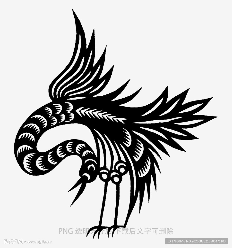 中式风格黑白色仙鹤图案