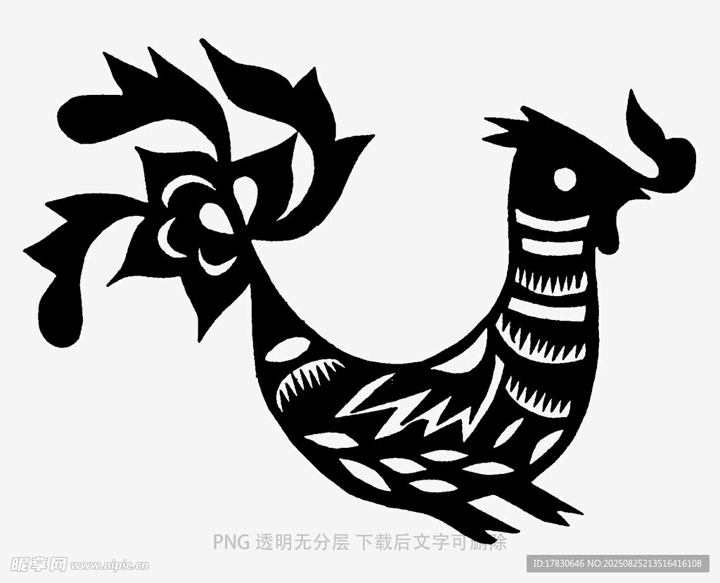 传统剪纸风公鸡图案