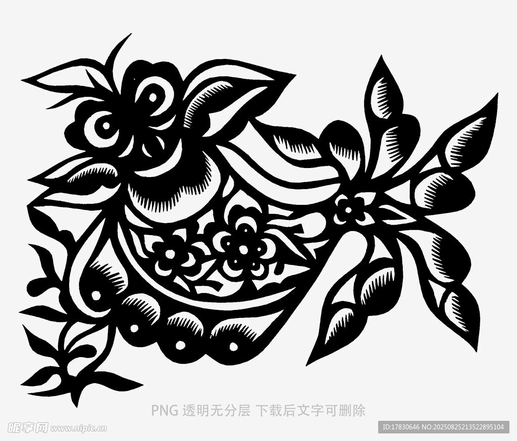 中式花鸟剪纸艺术图案