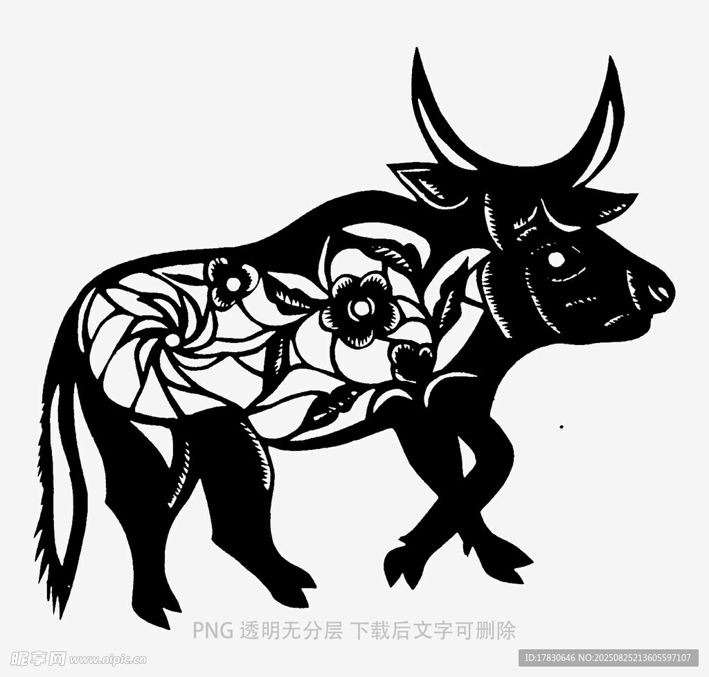 牛形花卉图案艺术设计