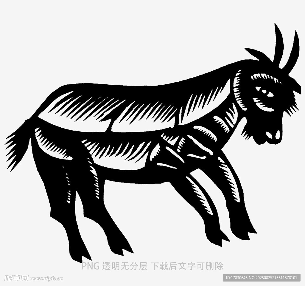 黑白风格的行走毛驴