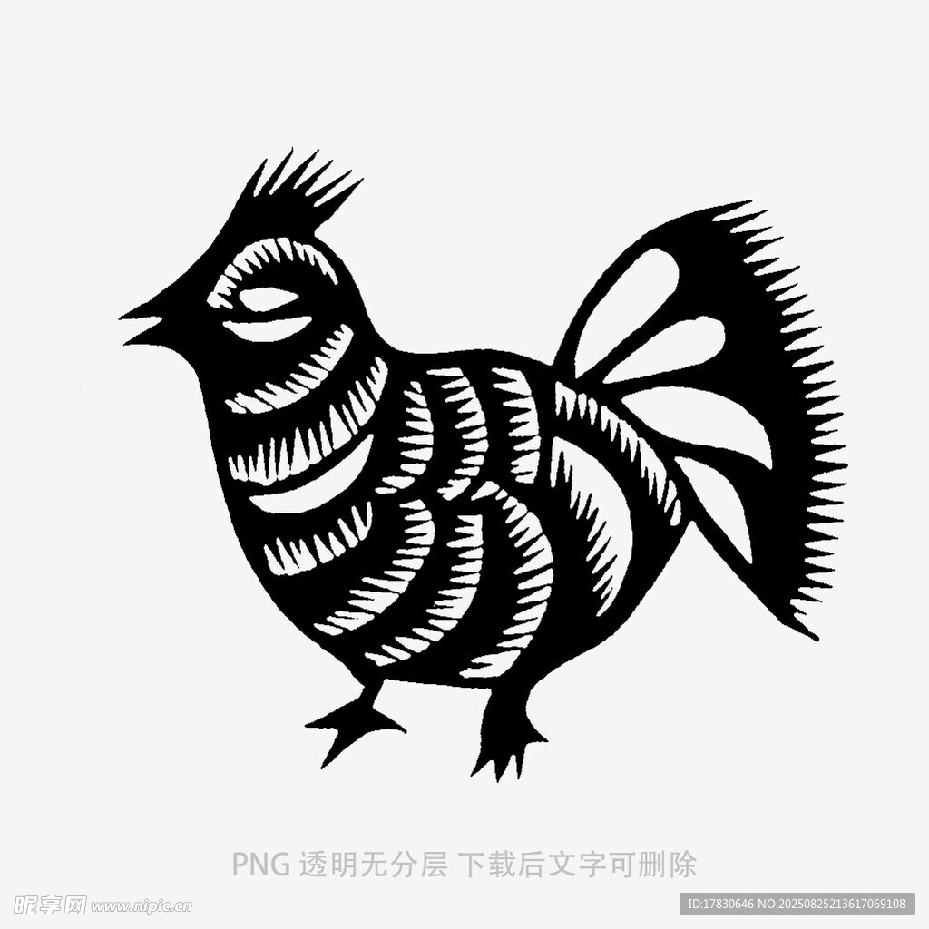黑白线条风公鸡图案