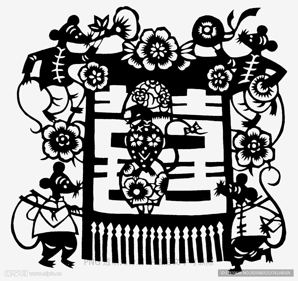 传统剪纸喜字图案