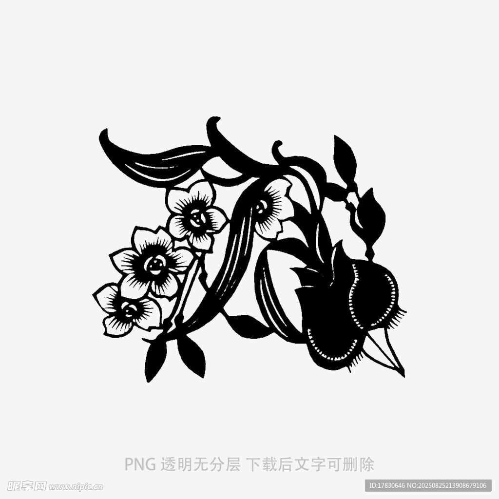 黑白花卉图案设计元素