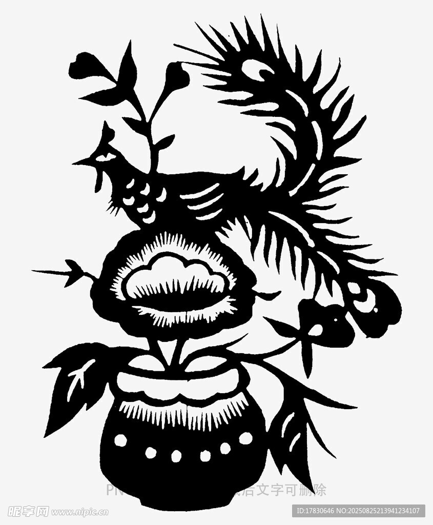中式传统花瓶花卉图案