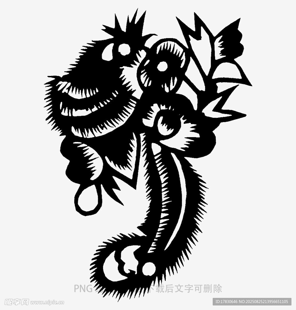 传统剪纸风格的花鸟图案