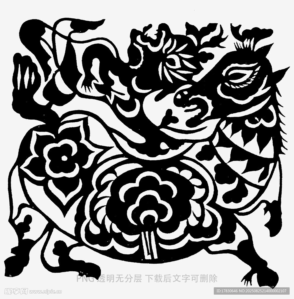 传统剪纸牛图案