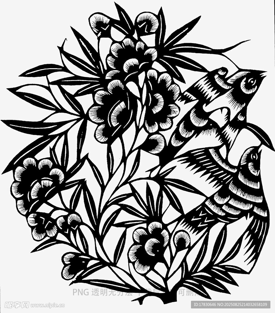 花鸟剪纸艺术作品