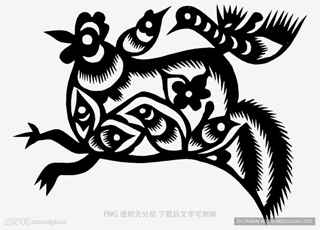 传统剪纸风格奔跑动物图案