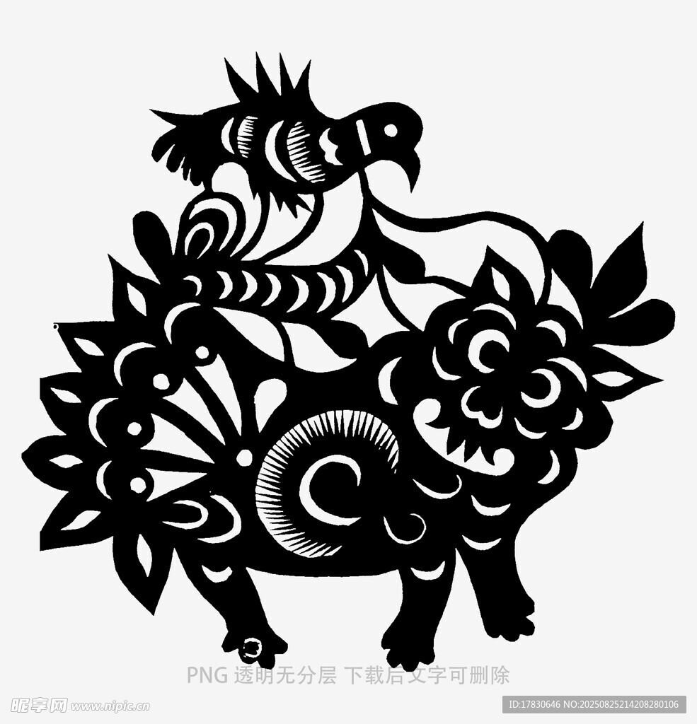 剪纸艺术之羊与花卉造型