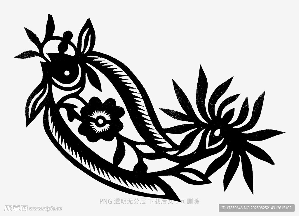传统剪纸风公鸡图案