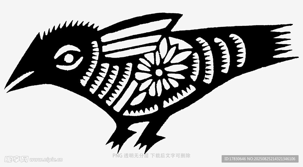黑白风格鸟形艺术图案