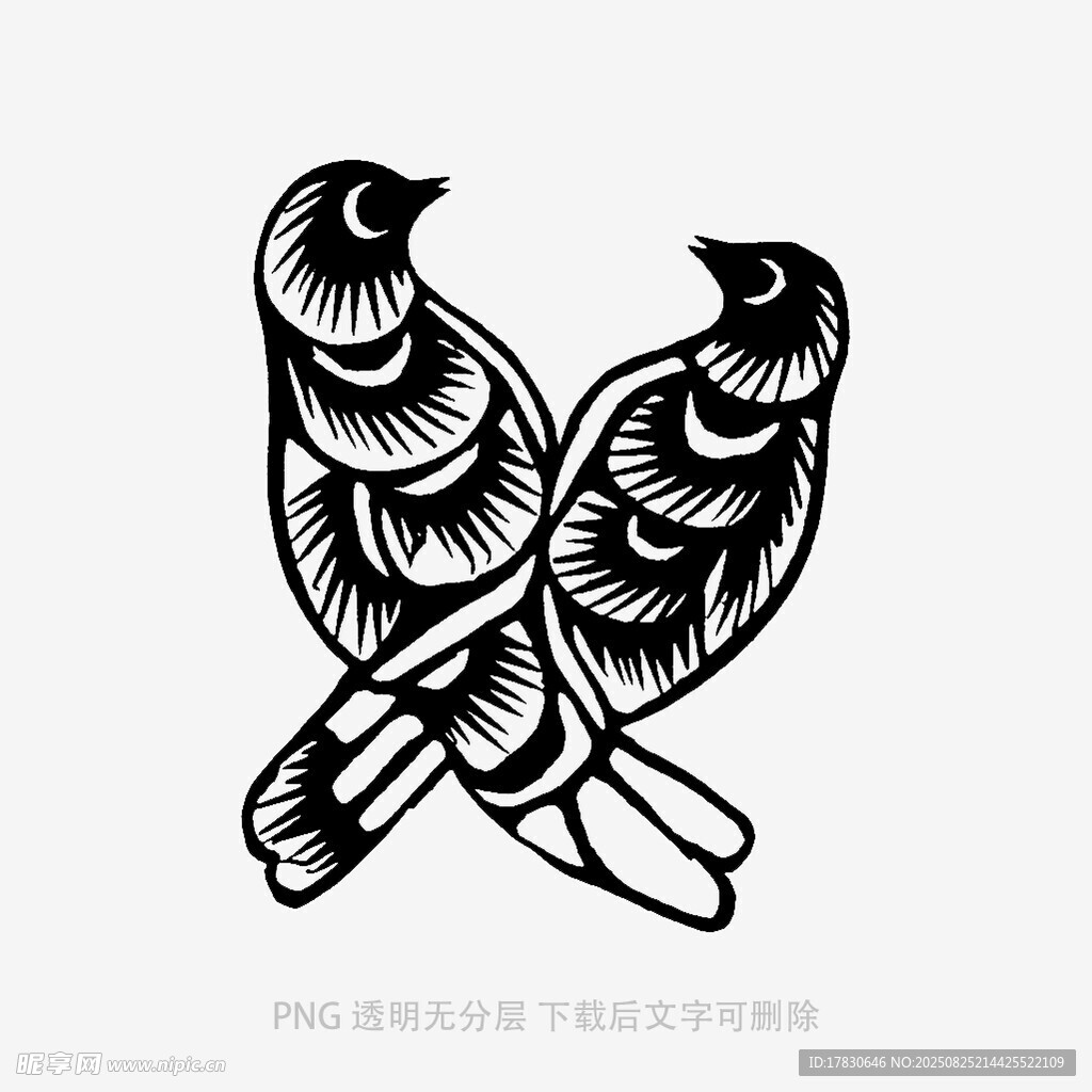 双鸟对称剪纸艺术图案